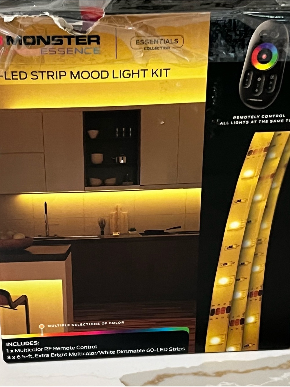 Monster IllumiEssence Essentials 3-6.5 ft LED Strip Kit Color Changing RF Remote